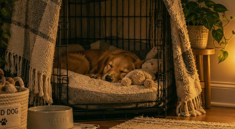 blind deaf dog sleep space setup sensory impaired dog sleep environment
