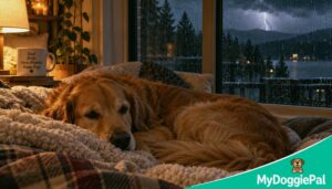 dog sleep during thunderstorm calming storm-phobic dog at night